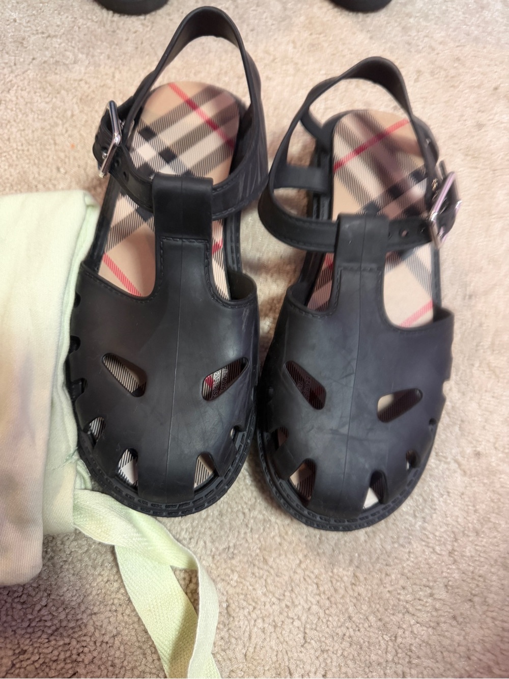 Burberry Black Kids Sandals with Signature Check Insole